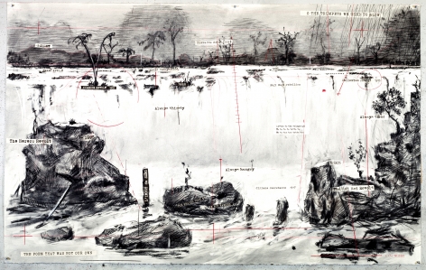 William Kentridge Drawing for The Head &amp;amp; The Load (Landscape with Waterfall), 2018